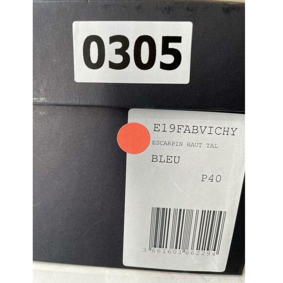 New Maje Women's Gingham Print shoe / heels Courts Sz 40 Blue/ White Size 9/10 - Picture 11 of 13